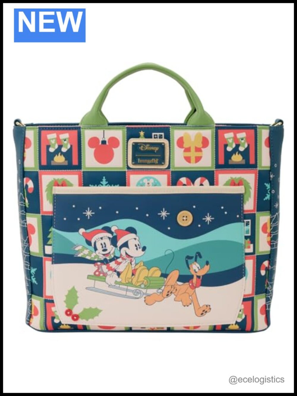 Loungefly Disney Mickey and Minnie Holiday Convertible Tote Backpack